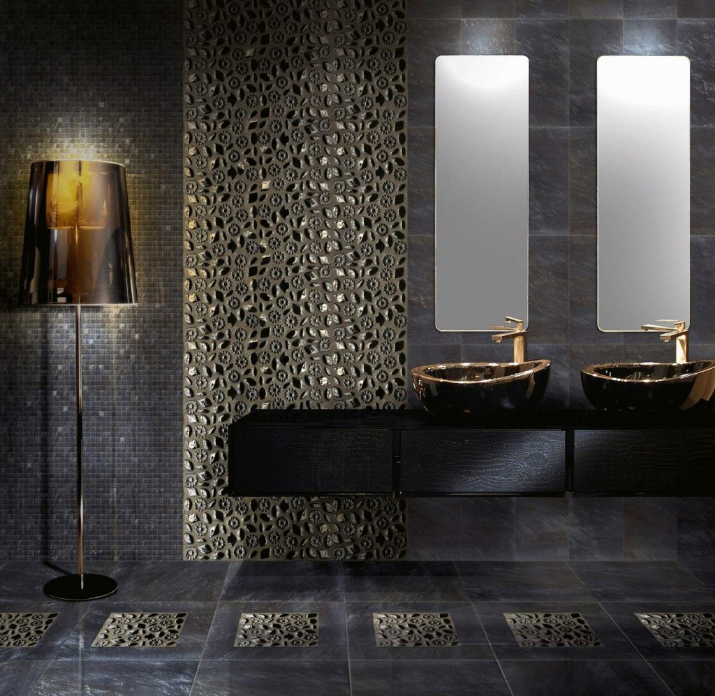 В добре продуманому дизайні для ванної з мозаїкою, використовуйте кладку на стінах при створенні поличок і ергономічних зон